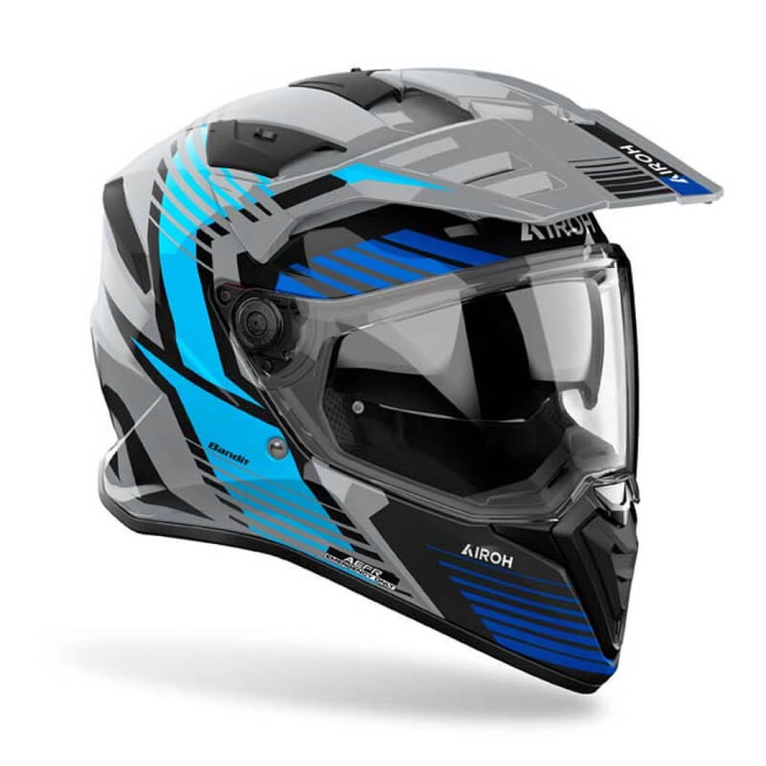 Casco Modulare AIROH BANDIT SPICY BLUE GLOSS – Omologato ECE 22.06 – Versatile Con E Senza Frontino – Taglia M