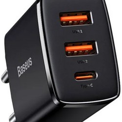 Φορτιστής ταξιδιού Baseus Compact Quick Charger Type-C/2xUSB 30W μαύρος