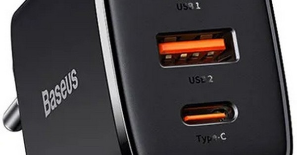 Baseus Caricatore Rapido Compatto 20W USB-C + USB-A | Nero | Ricarica Veloce