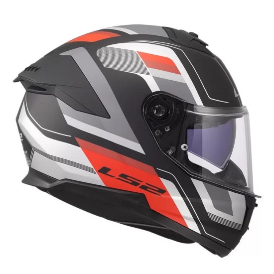 Full Face Κράνος LS2 Stream ΙΙ FF808 Vintage Ματ Μαυρο Γκρι Κοκκινο