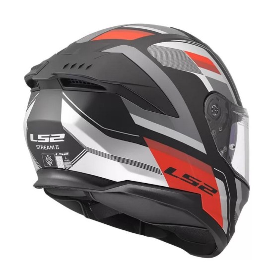Full Face Κράνος LS2 Stream ΙΙ FF808 Vintage Ματ Μαυρο Γκρι Κοκκινο