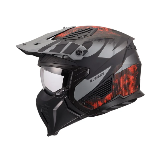 Κράνος Jet LS2 Drifter OF606 Gas γκρί-κόκκινο ματ