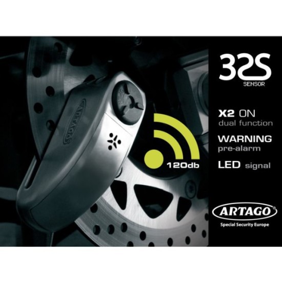 Κλειδαριά δισκοφρένου με συναγερμό ARTAGO 32 ασημί 