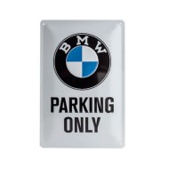 Πινακίδα μεσαία με λογότυπο BMW Parking Only λευκή