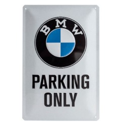 Πινακίδα μεσαία με λογότυπο BMW Parking Only λευκή