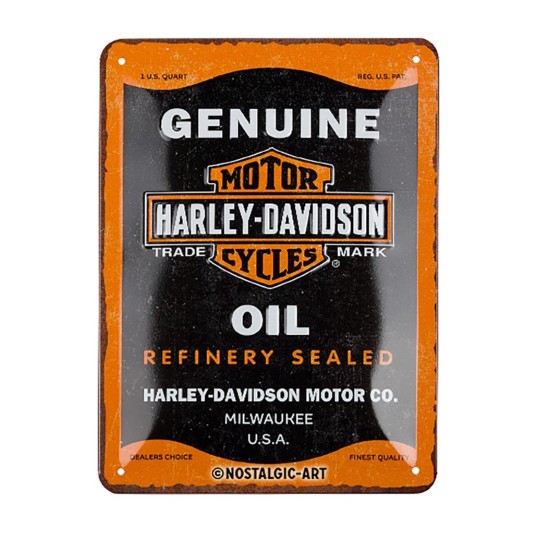 Πινακίδα με λογότυπο Harley-Davidson Genuine Oil