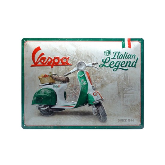 Πινακίδα με λογότυπο Vespa Italian Legend