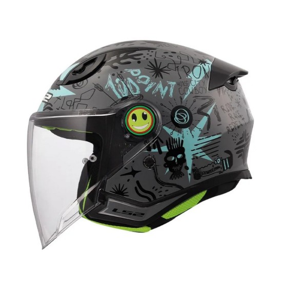 Κράνος παιδικό LS2 Funny II OF622 Scribble Γκρι-Μπλε Γυαλιστερό