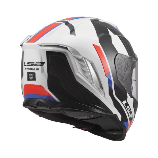 Full Face Κράνος LS2 Storm III FF818 Sporty λευκό-μπλέ-κόκκινο γυαλιστερό
