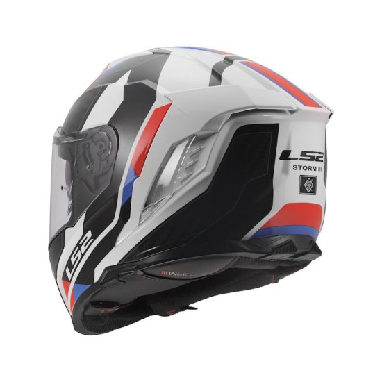 Full Face Κράνος LS2 Storm III FF818 Sporty λευκό-μπλέ-κόκκινο γυαλιστερό