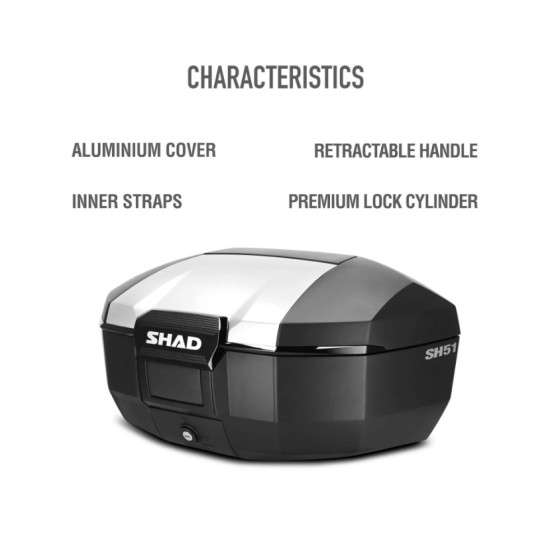 Topcase SHAD SH51 μαύρη-αλουμίνιο Topcase SHAD SH51 μαύρη-αλουμίνιο