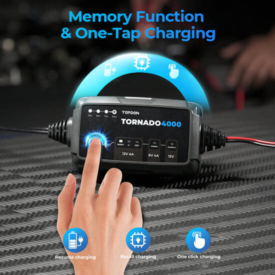 Φορτιστής-συντηρητής μπαταρίας Topdon T4000C 6V & 12V 4A
