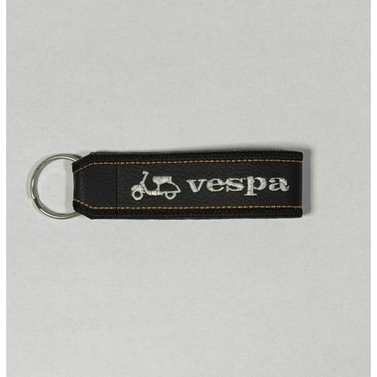 Μπρελόκ δερματίνη με λογότυπο Vespa μαύρο - λευκό - κίτρινο