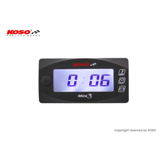 Ψηφιακό βολτόμετρο-θερμόμετρο-ρολόι Koso Mini 3 Ψηφιακό βολτόμετρο-θερμόμετρο-ρολόι Koso Mini 3