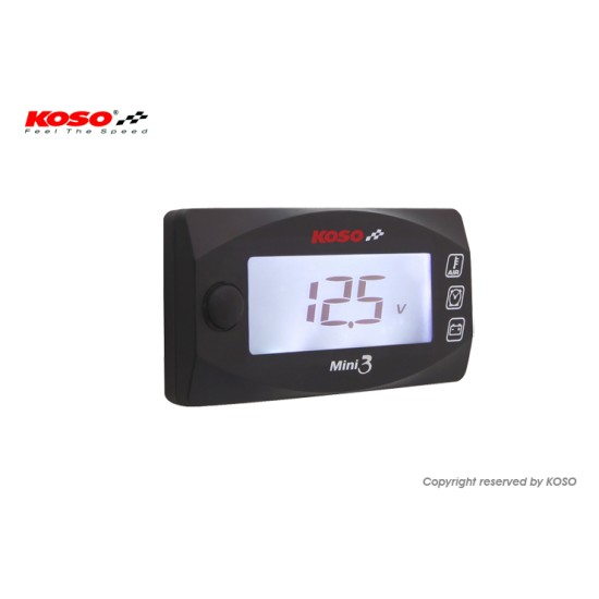 Ψηφιακό βολτόμετρο-θερμόμετρο-ρολόι Koso Mini 3 Ψηφιακό βολτόμετρο-θερμόμετρο-ρολόι Koso Mini 3