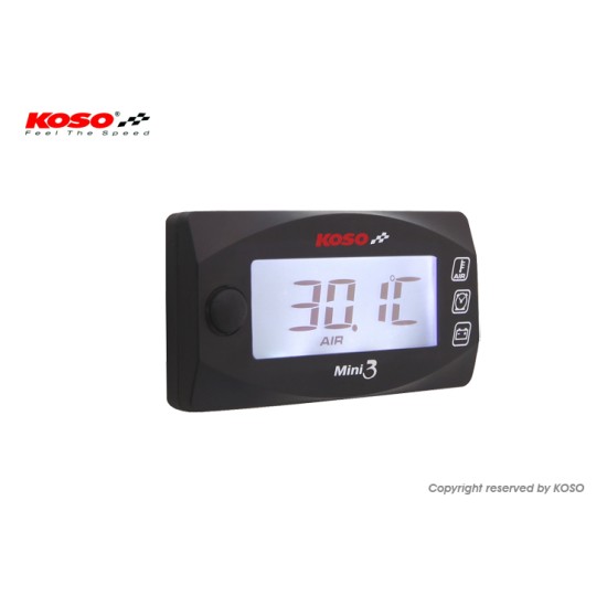 Ψηφιακό βολτόμετρο-θερμόμετρο-ρολόι Koso Mini 3 Ψηφιακό βολτόμετρο-θερμόμετρο-ρολόι Koso Mini 3