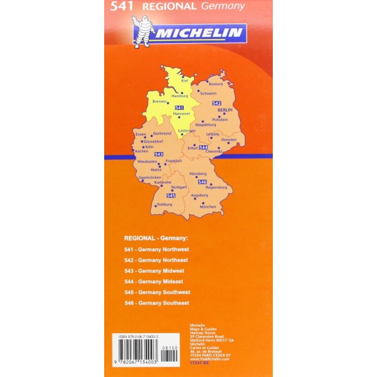 Χάρτης Βορειοδυτικής Γερμανίας Michelin road map 1:350.000