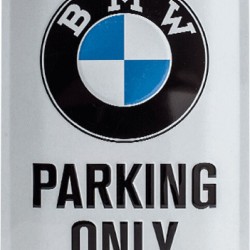 Πινακίδα μεσαία με λογότυπο BMW Parking Only λευκή