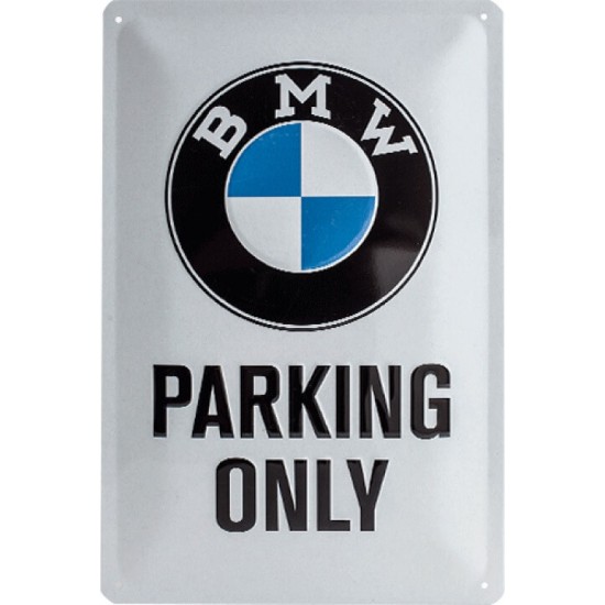 Πινακίδα μεσαία με λογότυπο BMW Parking Only λευκή