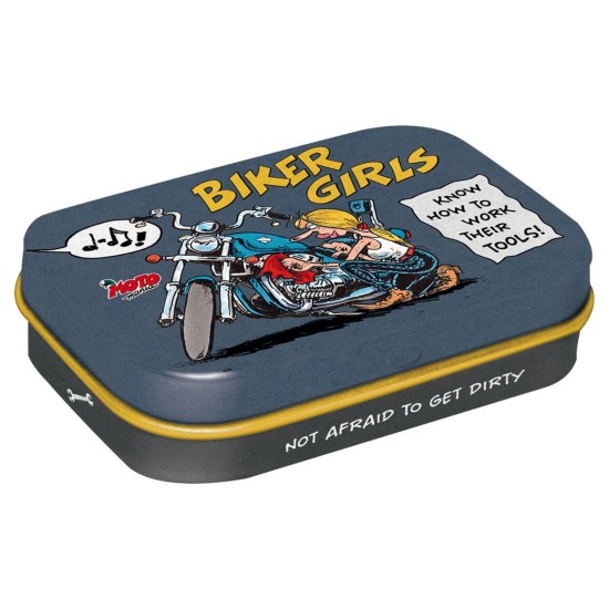 Κουτί χαπιών με το λογότυπο Motomania Biker Girls