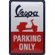 Πινακίδα μεσαία με λογότυπο Vespa Parking Only