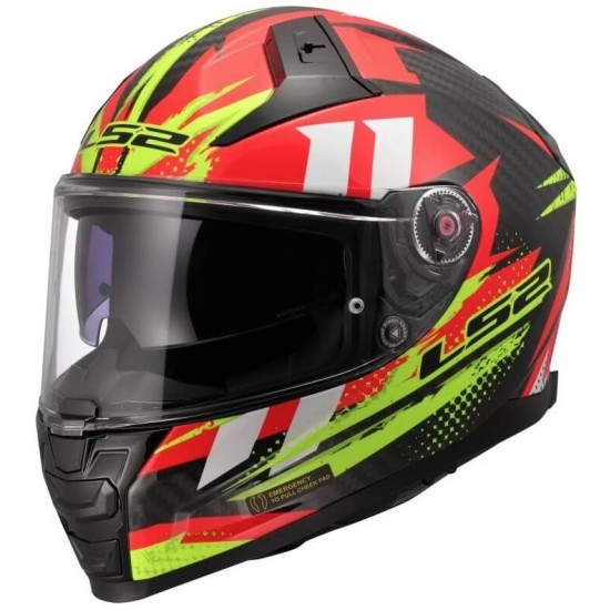Κράνος LS2 Vector II FF811 Carbon Tantic κόκκινο-neon κίτρινο