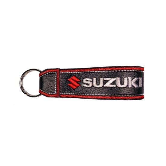 Μπρελόκ δερματίνη με λογότυπο Suzuki μαύρο - λευκό - κόκκινο