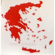Αυτοκόλλητο ανάγλυφο χάρτης Ελλάδος 12 x 12 cm κόκκινο