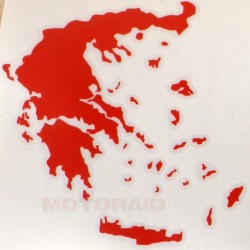 Αυτοκόλλητο ανάγλυφο χάρτης Ελλάδος 12 x 12 cm κόκκινο