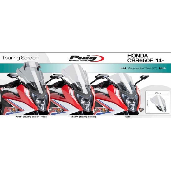Ζελατίνα Puig Touring Honda CBR 650 F ελαφρώς φιμέ