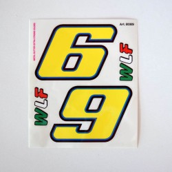 Αυτοκόλλητα σετ Valentino Rossi αριθμοί ''6-9'' 14 x 16 εκ. (4 τεμ)