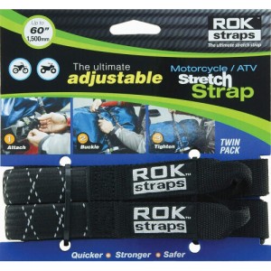 Ελαστικοί ιμάντες ρυθμιζόμενοι ROKStraps 45-150 εκ. μαύροι ανακλαστικοί (σετ των 2 - 25 χιλ πλάτος)