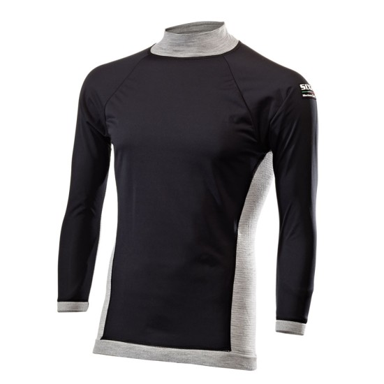 Ισοθερμική μπλούζα ζιβάγκο SIX2 TS4 PLUS Merino Wool windshell carbon  (1ου επιπέδου)