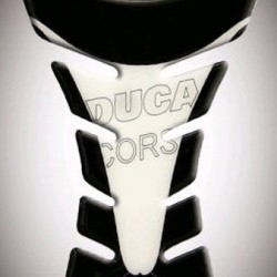 Tankpad Ducati Corsa (διάφανα γράμματα) μαύρο-λευκό