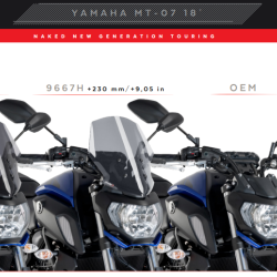 Ζελατίνα PUIG New Generation Naked Touring Yamaha MT-07 18-20 ελαφρώς φιμέ