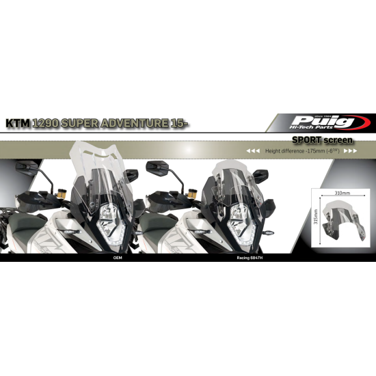 Ζελατίνα Puig Sport KTM 1290 Super Adventure/T σκούρο φιμέ