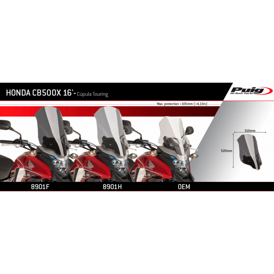 Ζελατίνα Puig Touring Honda CB 500 X 16- ελαφρώς φιμέ