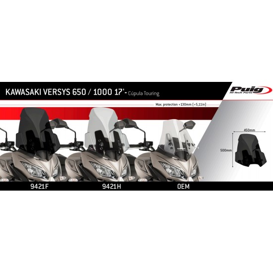 Ζελατίνα Puig touring Kawasaki Versys 650 15- ελαφρώς φιμέ