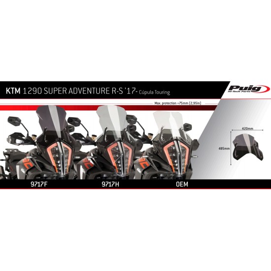 Ζελατίνα Puig Touring KTM 1290 Super Adventure S/R -20 ελαφρώς φιμέ