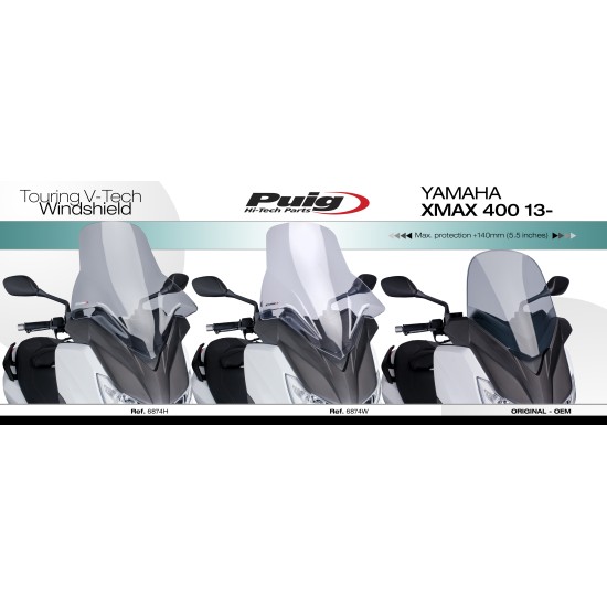 Ζελατίνα Puig V-Tech Touring Yamaha X-Μax 400 13-17 ελαφρώς φιμέ