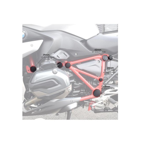 Τάπες πλαισίου, μαύρες, PUIG 9333N BMW: R1200R 2015-18, R1200RS 2015-18, R1250R 2018-