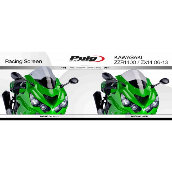 Ζελατίνα Puig Racing Kawasaki ZZR 1400 06- ελαφρώς φιμέ