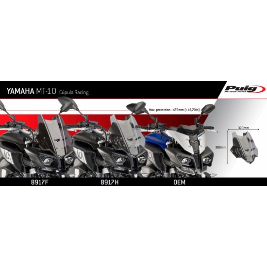 Ζελατίνα Puig Touring Yamaha MT-10 μαύρη