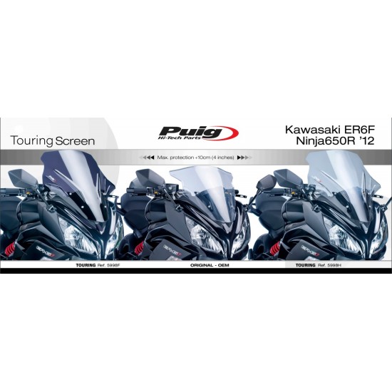 Ζελατίνα Puig Touring Kawasaki ER-6F 12- σκούρο φιμέ