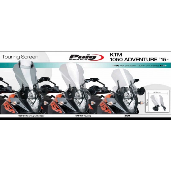 Ζελατίνα Puig Touring KTM 1090 Adventure/R διάφανη