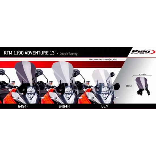 Ζελατίνα Puig Touring KTM 1190 Adventure/R διάφανη