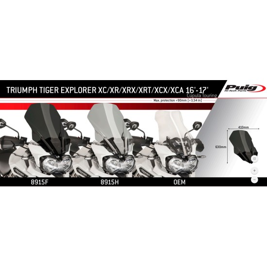 Ζελατίνα Puig Touring Triumph Tiger Explorer 1200/XC/XR 16-17 διάφανη