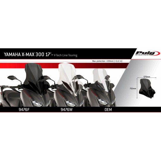 Ζελατίνα Puig V-Tech Touring Yamaha X-Max 300 17-22 διάφανη
