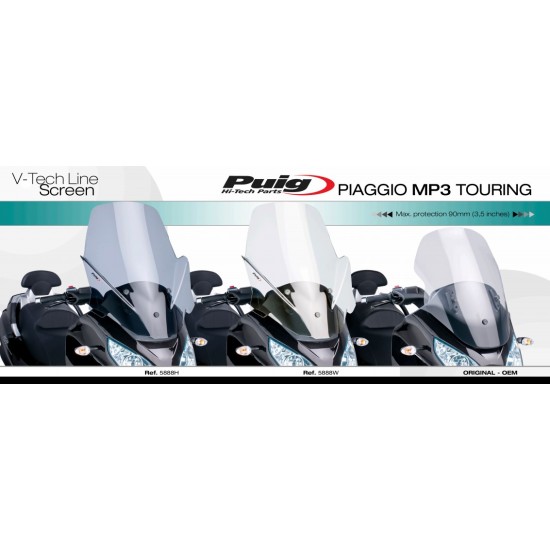 Ζελατίνα Puig V-Tech Touring Piaggio MP3 Touring Sport / LT 500 ελαφρώς φιμέ